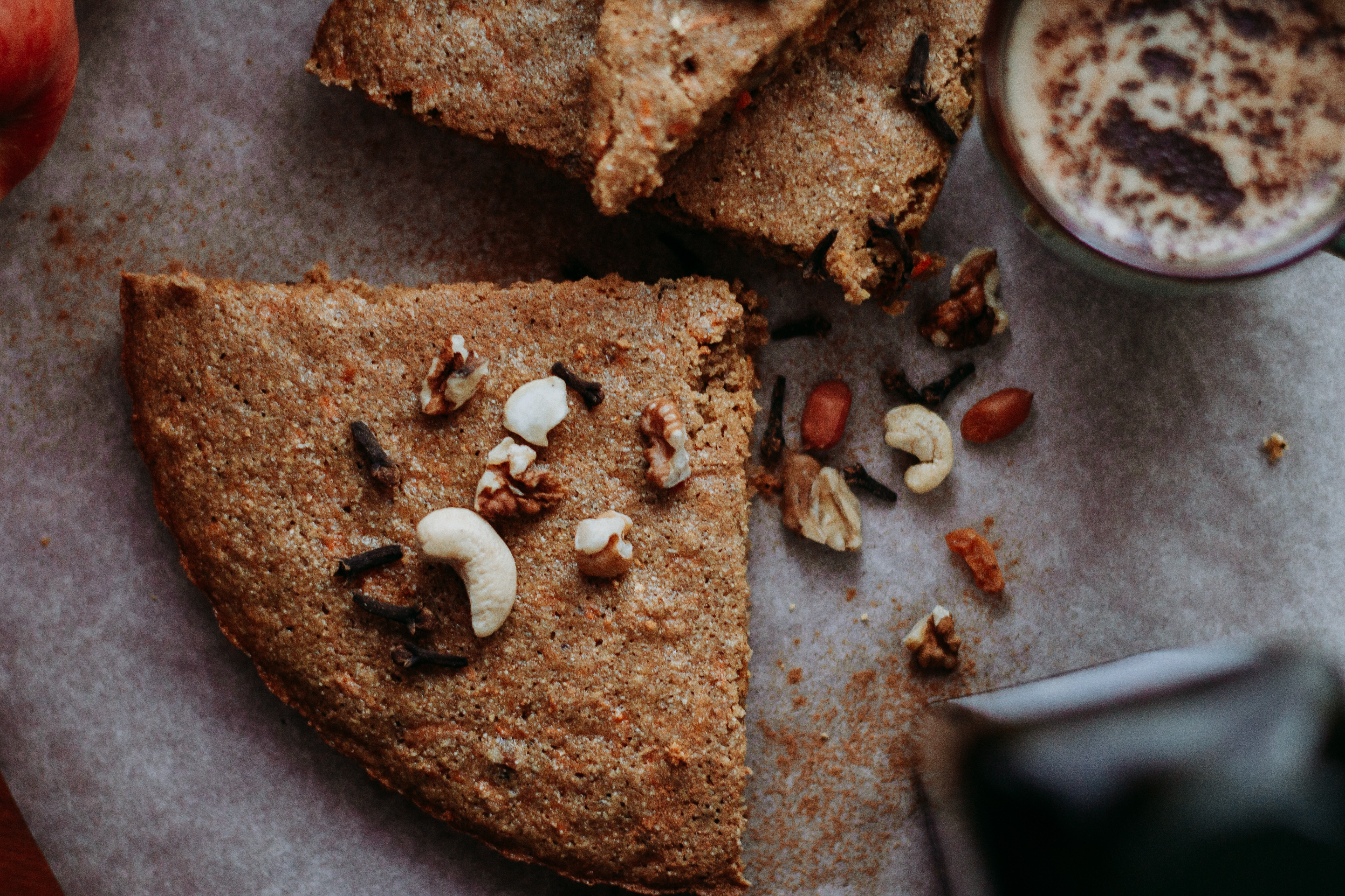 Carrot cake made with several nut varieties